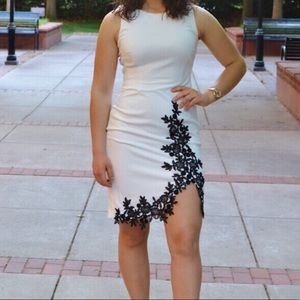 Ivanka Trump white dress with slit and black lace